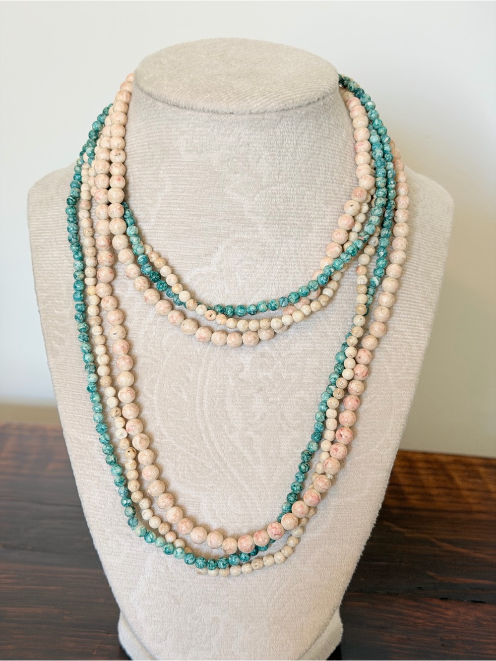Multi-Strand Stone Beaded Boho Necklace (3 long necklaces)